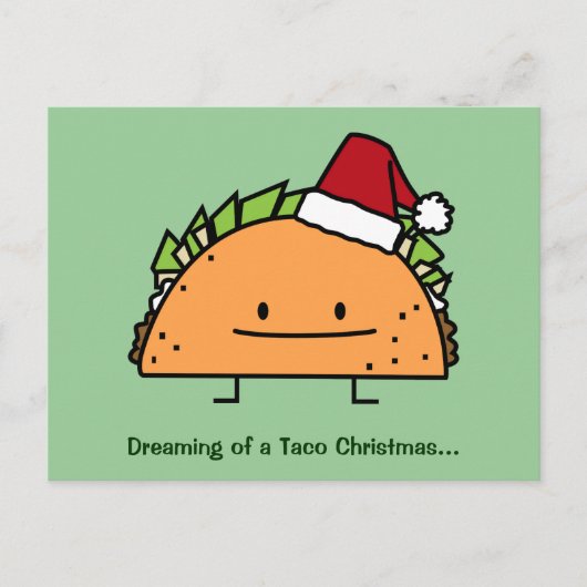 Taco met Santa Hat Kerstmis schelp vlees salsa Feestdagenkaart (Voorkant)