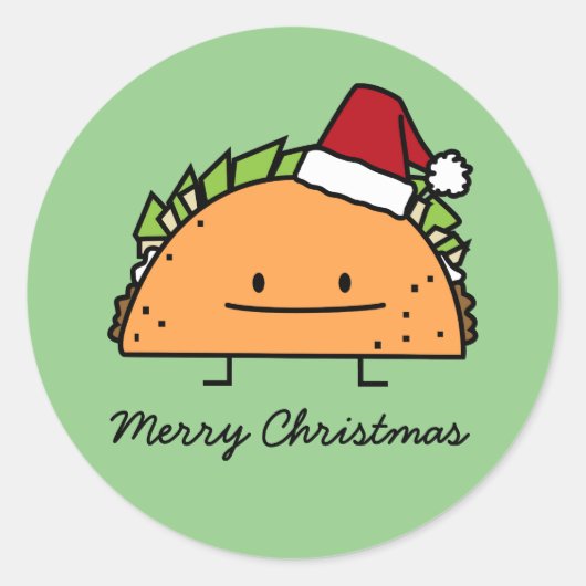 Taco met Santa Hat Kerstmis schelp vlees salsa Ronde Sticker (Voorkant)