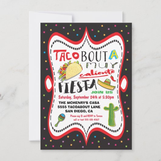 Taco Mexican Fiesta Party Invitation Kaart (Voorkant)