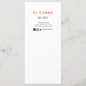 Taco Mexican Food Menu Kaart (Achterkant)