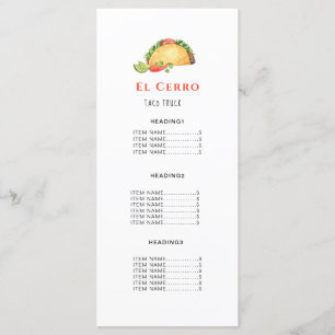 Taco Mexican Food Menu Kaart