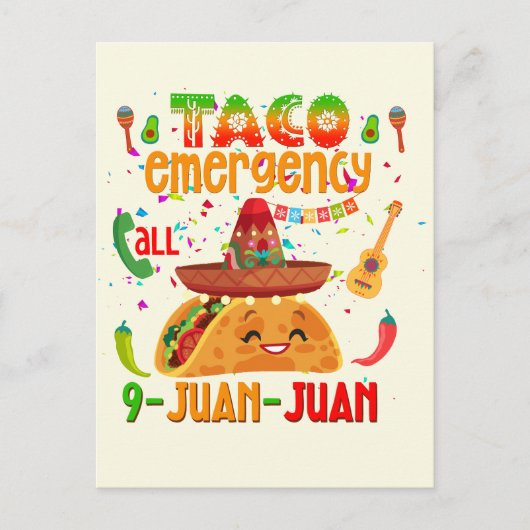 Taco noodoproep 9 JUAN JUAN Cinco de Mayo Briefkaart (Voorkant)
