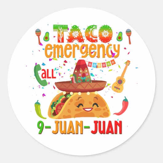 Taco noodoproep 9 JUAN JUAN Cinco de Mayo Ronde Sticker (Voorkant)