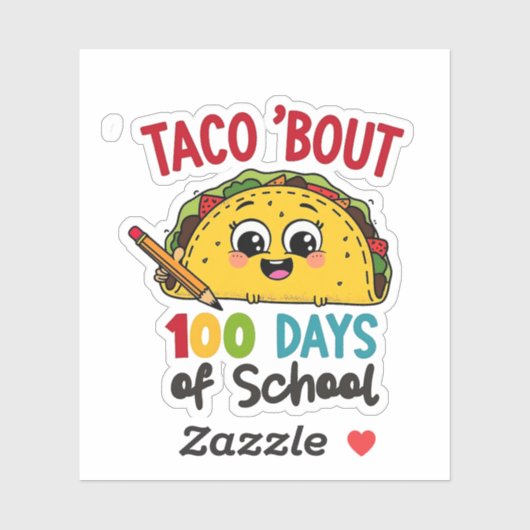 Taco ongeveer 100 dagen van de school Grappige Ler Sticker (Vel)