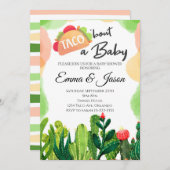 Taco Over Baby Bloem Cactus Baby shower Uitnodigen Kaart (Voorkant / Achterkant)