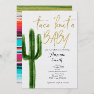 Taco over baby Cactus Couples Shower Invitation Kaart