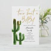Taco over baby Cactus Couples Shower Invite card Kaart (Staand voorkant)