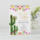 Taco over baby Cactus Couples Shower Invite card Kaart (Staand voorkant)