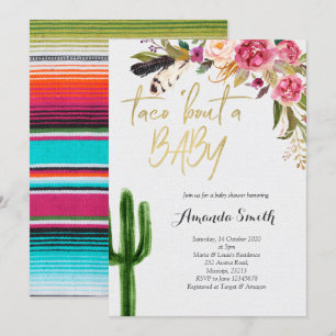Taco over baby Floral Couples Shower Invitation Kaart