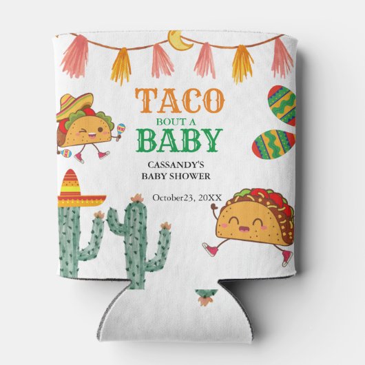 Taco over Baby Mexicaanse Baby shower gunsten Blikjeskoeler (Achterkant)