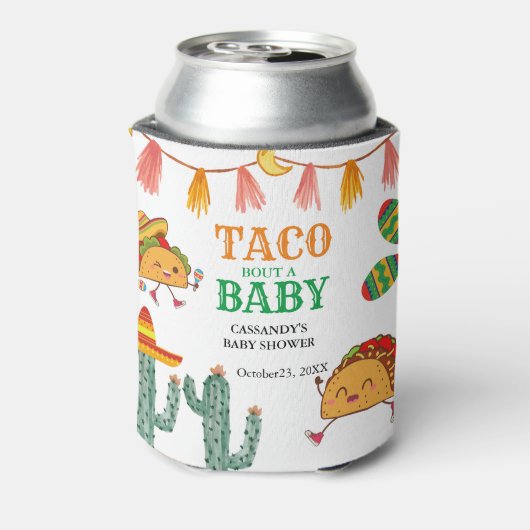 Taco over Baby Mexicaanse Baby shower gunsten Blikjeskoeler (Blikje Achterkant)