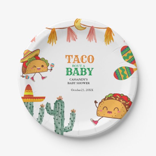 Taco over Baby Mexicaanse Baby shower gunsten Papieren Bordje (Voorkant)