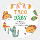 Taco over Baby Mexicaanse Baby shower gunsten Ronde Sticker (Voorkant)