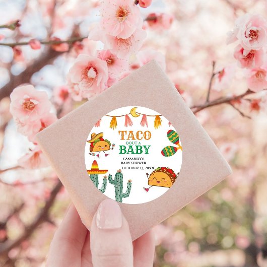 Taco over Baby Mexicaanse Baby shower gunsten Ronde Sticker