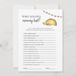Taco over baby shower spel kaart