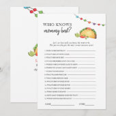 Taco over baby shower spel kaart (Voorkant / Achterkant)