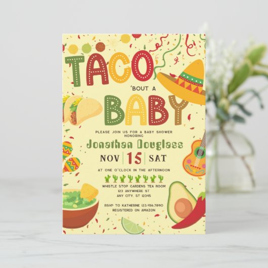 Taco Over Baby shower Uitnodiging (Staand voorkant)