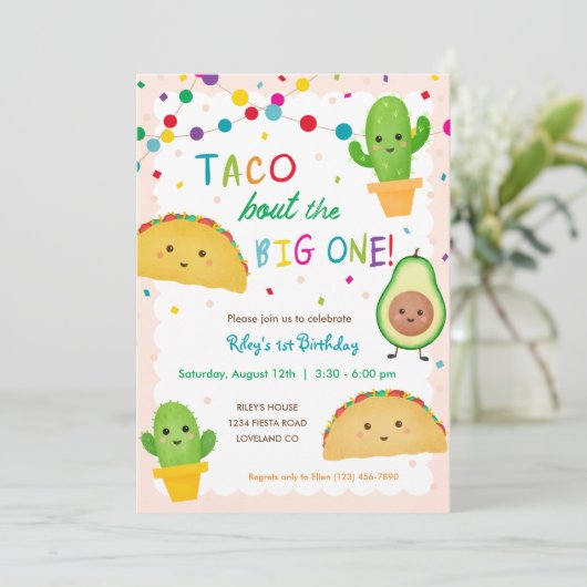 Taco over de grote verjaardag van het één-vijfdeth kaart (Staand voorkant)