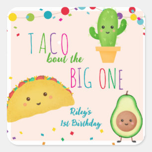 Taco over de grote verjaardag van het één-vijfdeth vierkante sticker
