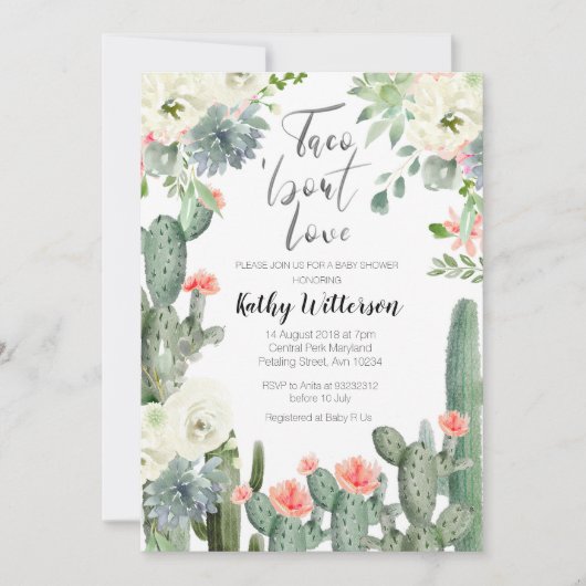 Taco over de uitnodiging van het Baby shower Love (Voorkant)