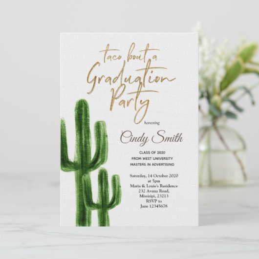 Taco over een afstudeerfeest Uitnodiging Fiesta (Staand voorkant)
