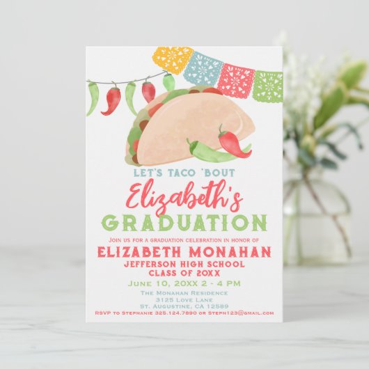 Taco Over Een Afstuderen Fiesta Foto Afstuderen Kaart (Staand voorkant)