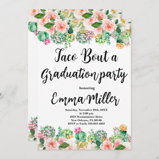 Taco 'Over een Afstuderen Fiesta Kaart (Voorkant / Achterkant)