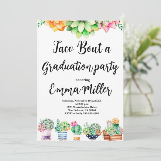 Taco 'Over een Afstuderen Fiesta Party Kaart (Staand voorkant)