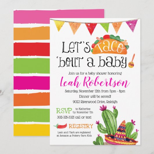 Taco over een Baby - Baby shower Kaart (Voorkant / Achterkant)