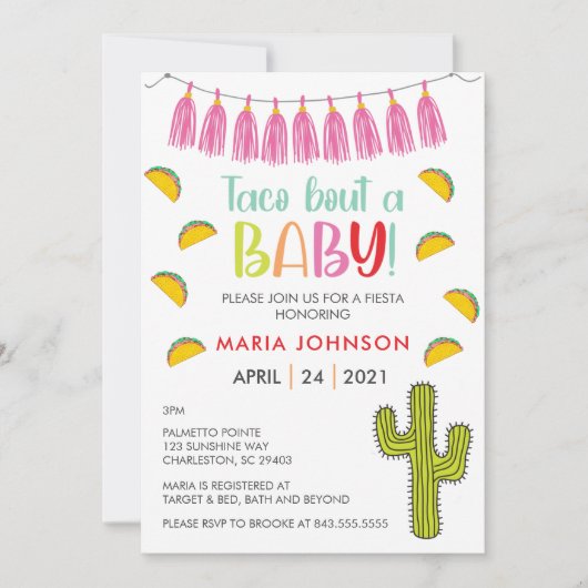 Taco over een Baby Baby shower uitnodiging (Voorkant)
