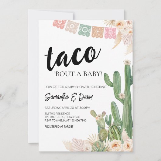 Taco over een Baby Boho Baby shower Kaart (Voorkant)