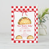 Taco Over een Baby Borrel Uitnodiging ,Rood Gingha (Staand voorkant)