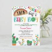 Taco over een Baby Boy Shower Uitnodiging (Staand voorkant)