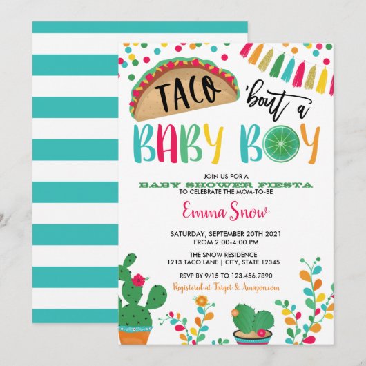 Taco over een Baby Boy Shower Uitnodiging (Voorkant / Achterkant)