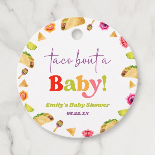 Taco over een Baby! Fiesta-Baby shower Bedankjes Labels (Voorkant)