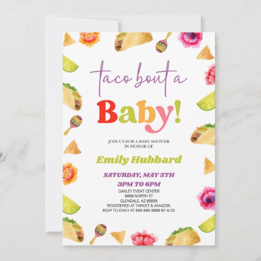 Taco over een Baby! Fiesta-Baby shower Kaart (Voorkant)