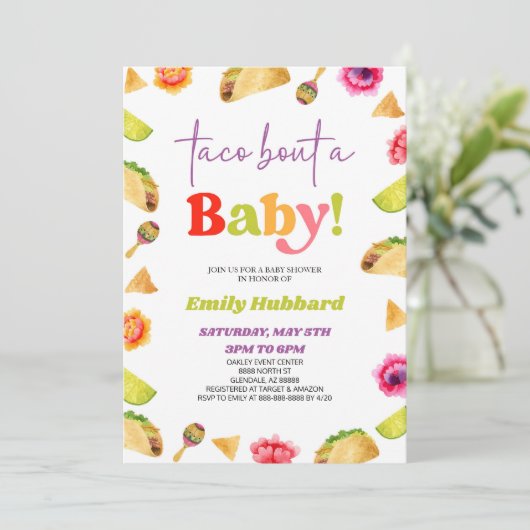 Taco over een Baby! Fiesta-Baby shower Kaart (Staand voorkant)
