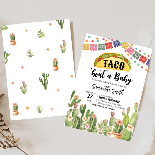 Taco over een Baby Fiesta Baby shower Kaart