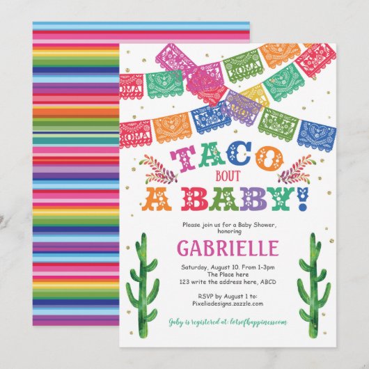 Taco over een Baby, Fiesta Baby shower Kaart (Voorkant / Achterkant)