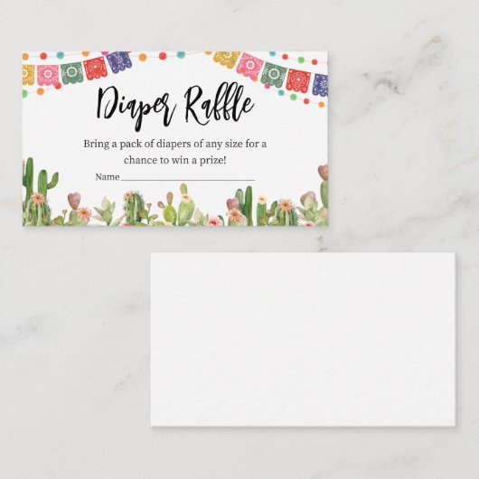 Taco over een Baby Fiesta Baby shower luier Raffle Informatiekaartje (Voorkant / Achterkant)