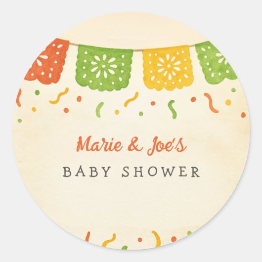 Taco over een Baby Fiesta Baby shower Ronde Sticker (Voorkant)