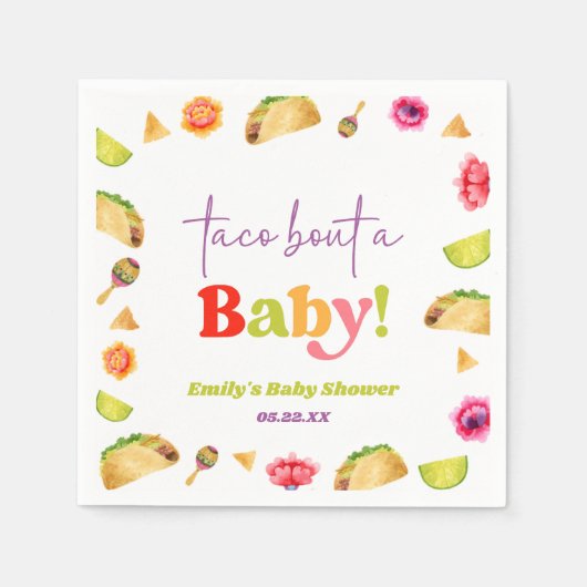 Taco over een Baby! Fiesta-Baby shower Servet (Voorkant)