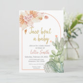 Taco 'Over een Baby, Fiesta Baby shower Uitnodigin Kaart (Staand voorkant)