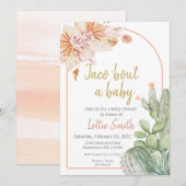 Taco 'Over een Baby, Fiesta Baby shower Uitnodigin Kaart (Voorkant / Achterkant)