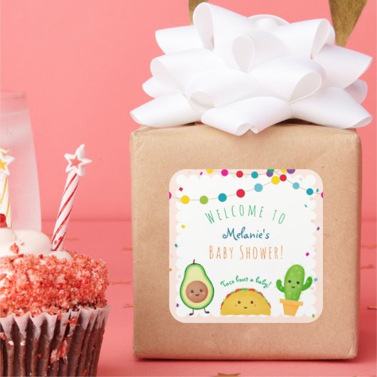 Taco over een baby — fiesta-baby shower vierkante sticker (Feest)