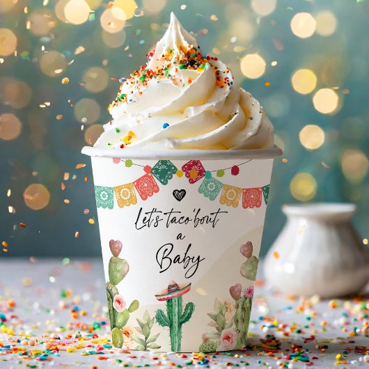 Taco Over een Baby Fiesta Waterverf Cactus Shower Papieren Bekers