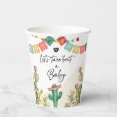 Taco Over een Baby Fiesta Waterverf Cactus Shower Papieren Bekers (Voorkant)