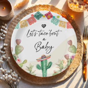 Taco Over een Baby Fiesta Waterverf Cactus Shower Papieren Bordje
