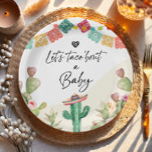 Taco Over een Baby Fiesta Waterverf Cactus Shower Papieren Bordje
