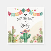 Taco Over een Baby Fiesta Waterverf Cactus Shower Servet (Voorkant)